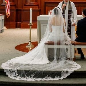 Pronovias Cathedral Length Lace Edge Veil